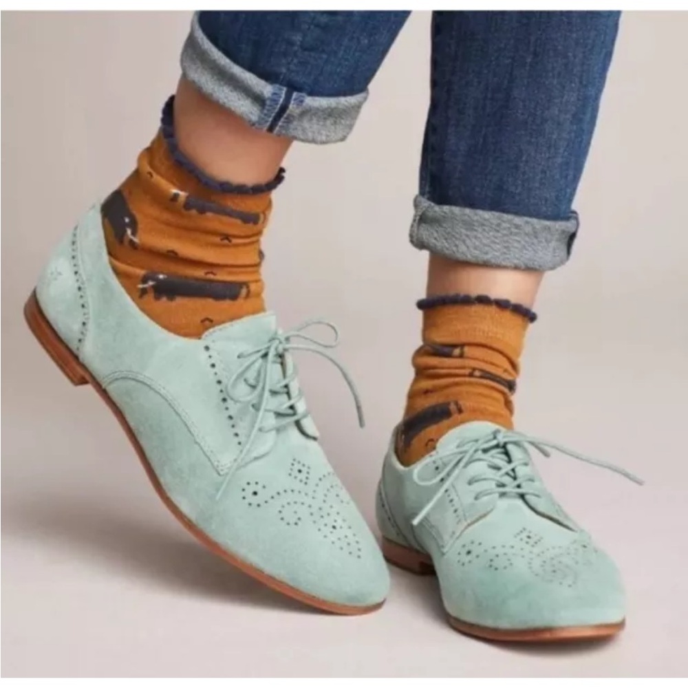Frye Terri Mint Green Suede Women's Oxfords